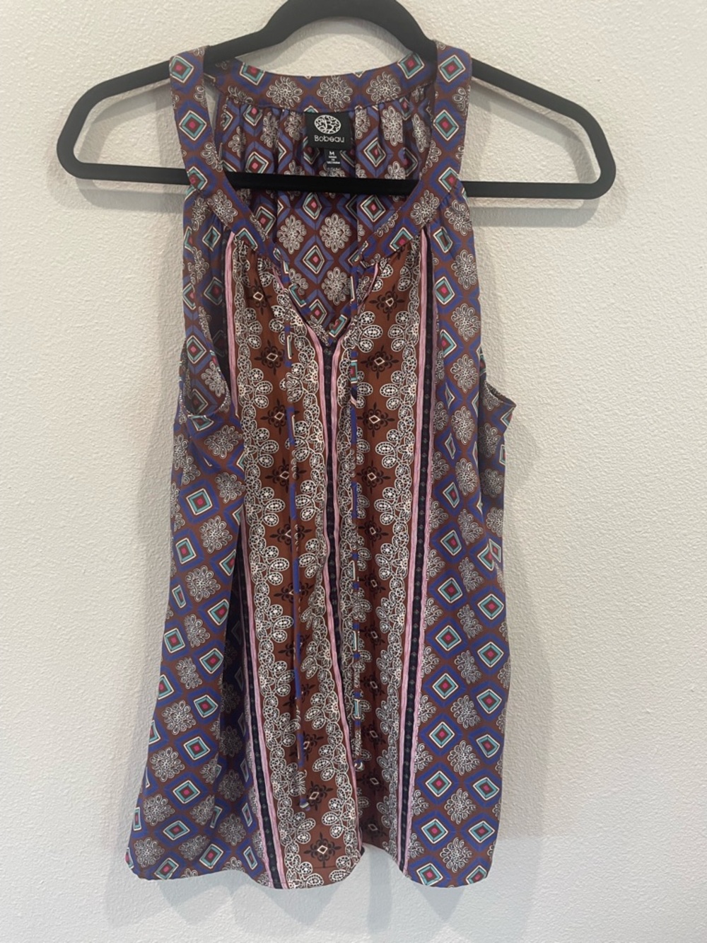 Bobeau Sleeveless Top With Bohemian-Inspired Floral & Geometric Print - Picture 2 of 9